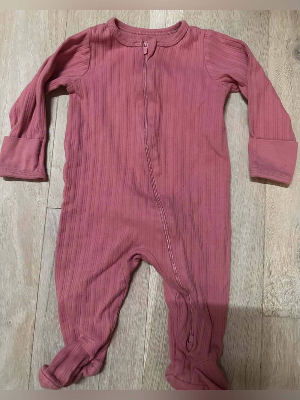 wonder nation Ribbed Footed One-Piece in Dusty Rose Pink 3-6m